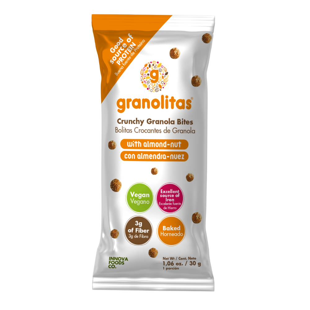 GRANOLITAS ALMENDRA NUEZ Pack x 10 unidades de 30g (Bolitas crocantes de granola))