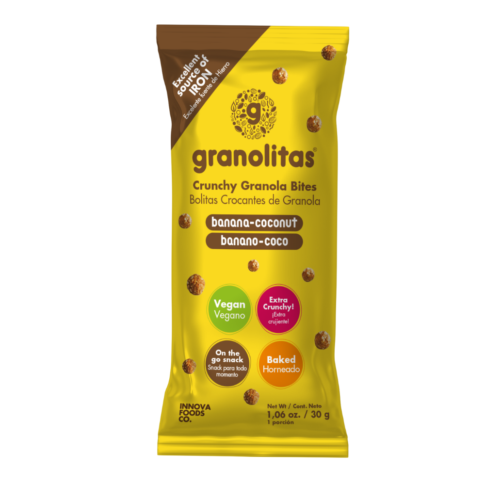 GRANOLITAS BANANO COCO pack x 10 unidades de 30g (Bolitas Crocantes de granola banano coco)
