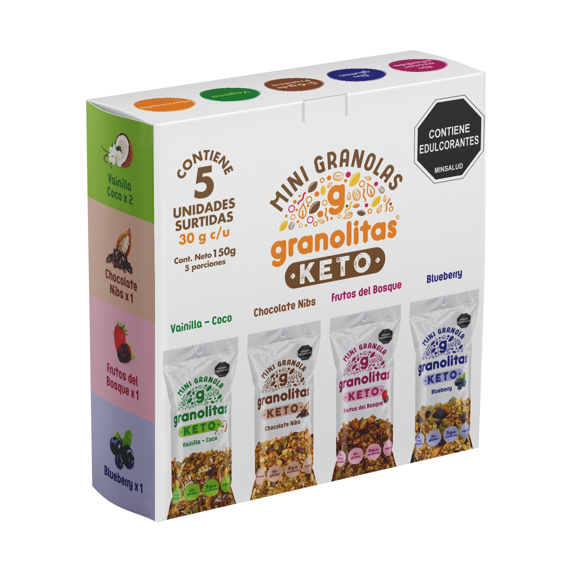 MINI GRANOLAS KETO CAJA x5 Unidades de 30gr