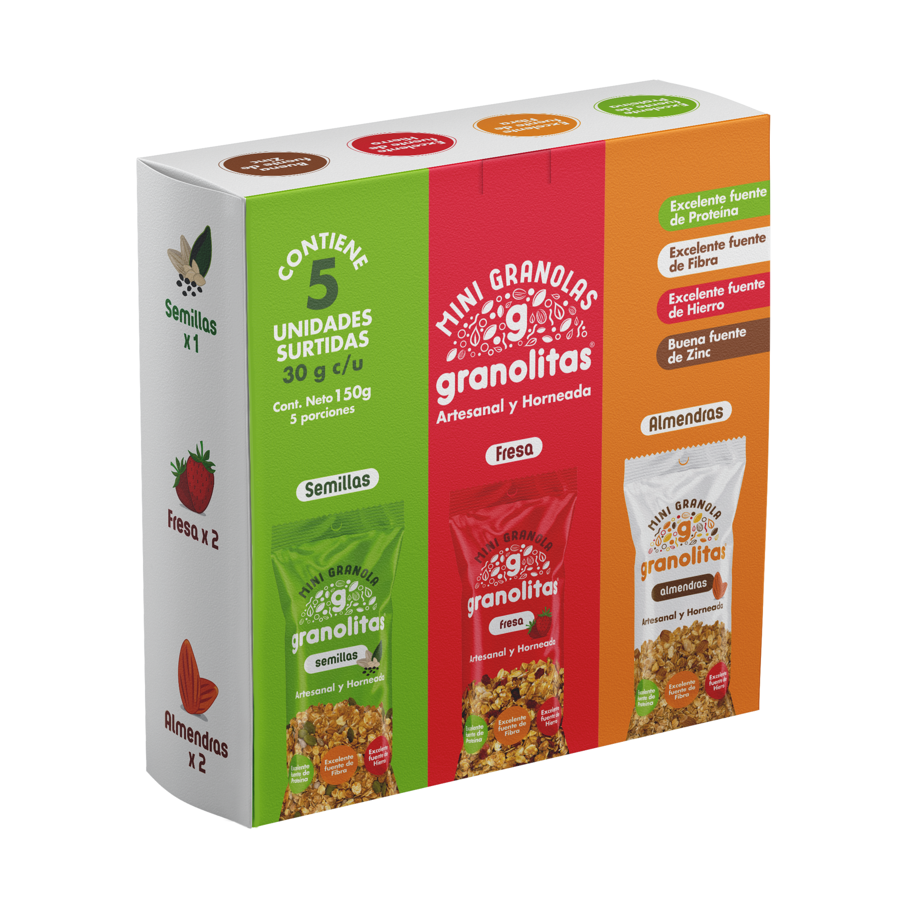 MINI GRANOLAS ARTESANALES Caja x5 unidades de 30g