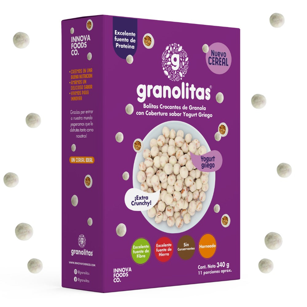 CEREAL GRANOLITAS X 340g (Bolitas crocantes de granola con cubierta de yogurt griego) NUEVO!